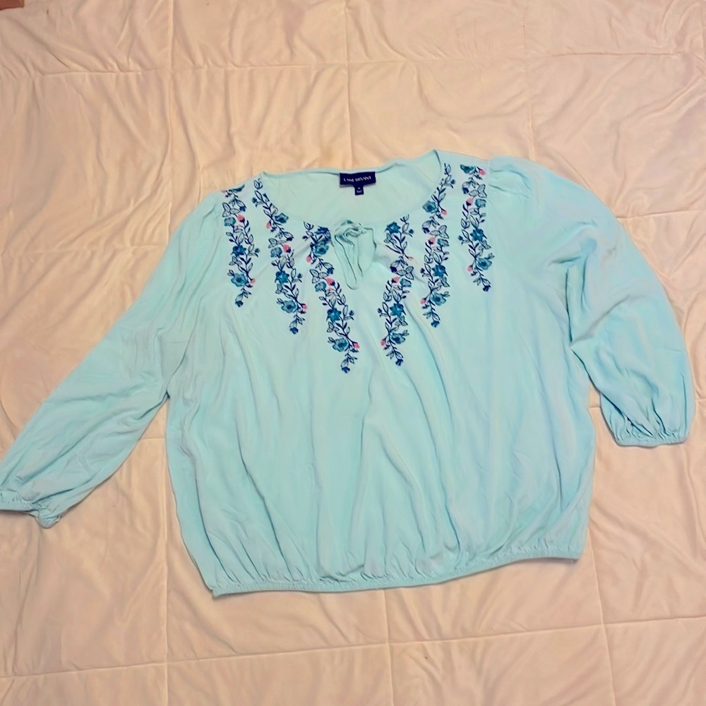 BoHo embroidered plus size peasant sleeve blouse